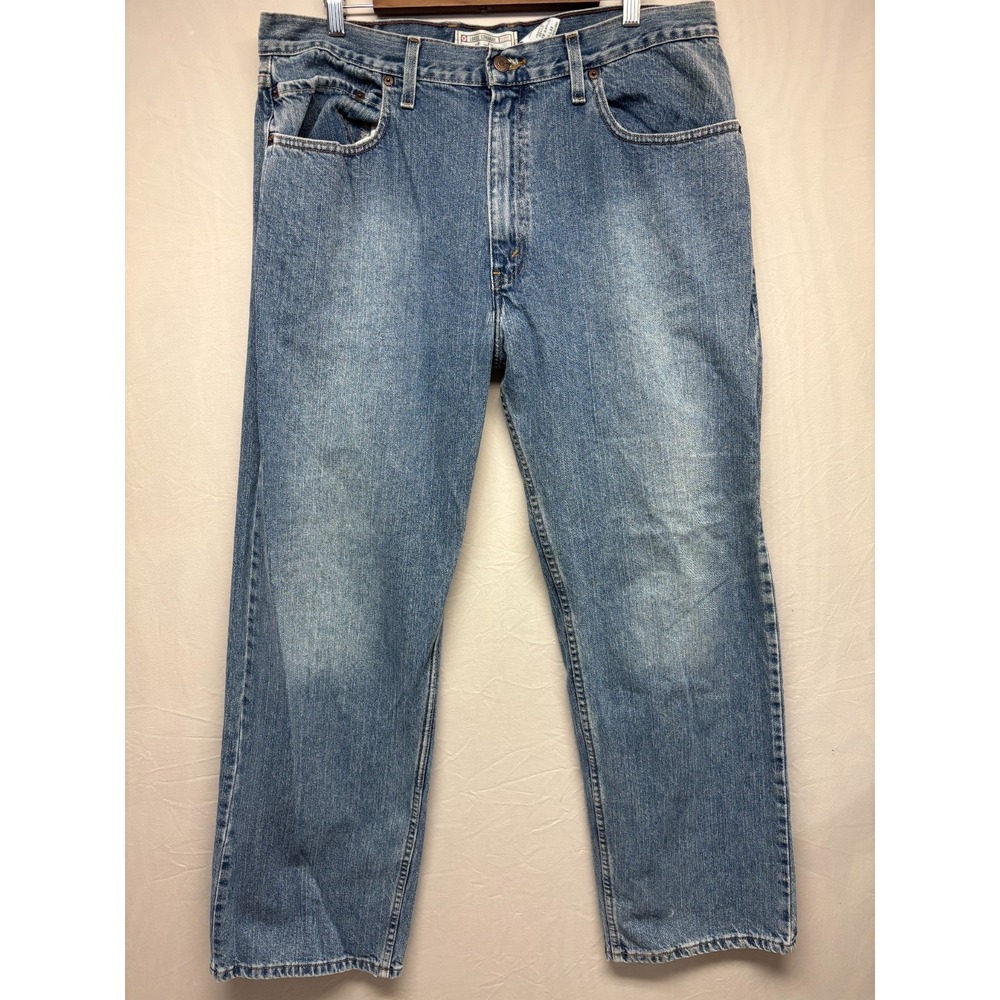 Levi's‎ Strauss Signature Straight Jeans Mens Blue Denim Stretch Loose Fit 38x32